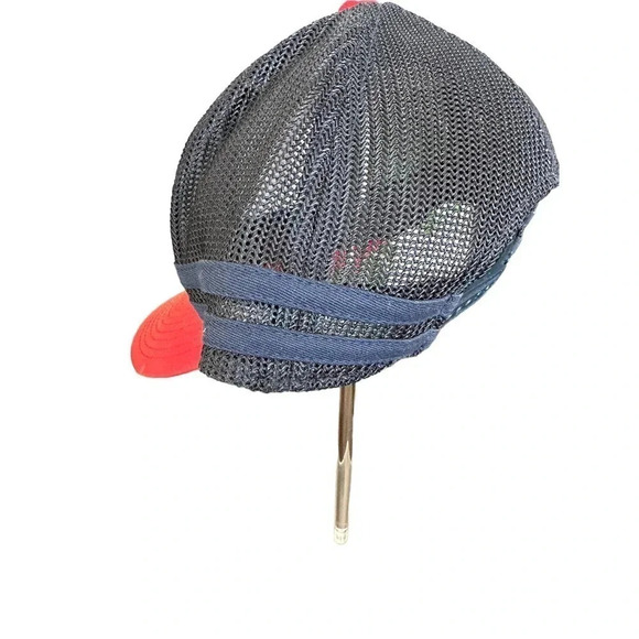 Travis Matthew Trucker Mesh Navy Blue Red Striped EUC Snapback Hat - Picture 2 of 4